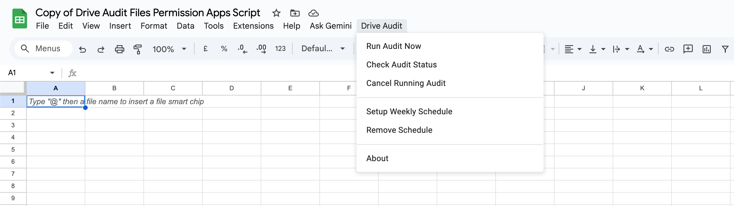 google drive audit files script